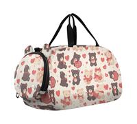 Mr & Mrs Bear Anime Valentine Petit sac de gym avec compartiment à chaussures Sac de voyage multifonction pour voyage, natation, danse, ballet