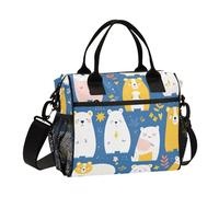 Mr & Mrs Bear Boîte à déjeuner réglable pour homme avec bandoulière Bleu pêche