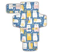 Mr & Mrs Bear Matelas à langer réutilisable avec poche en tissu imperméable pour bébé avec oreiller intégré Bleu pêche