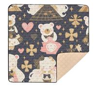 Mr & Mrs Bear Peach Gold Grand tapis de jeu élégant pour bébé pour intérieur et extérieur, léger et rembourré pour bébés, nourrissons et tout-petits, 127 x 127 cm