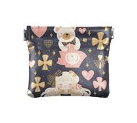 Mr & Mrs Bear Peach Gold Petit porte-monnaie en cuir pour femme Pochette de rangement mignonne pour femmes, garçons et filles