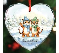 Mr & Mrs Décoration de Noël 2025, noms et année personnalisés en verre pour couple de tigre, cadeaux de mariage pour hommes, femmes, nouveaux couples, ornements personnalisés Mr et Mrs mariés