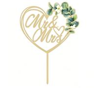 Mr & Mrs Decoration Gateau Mariage, Décorations de Gâteaux en Bois Mariée et Marié Wedding Cake Toppers Élégant Mr & Mrs Décorations de Mariage pour L'anniversaire de Fiançailles