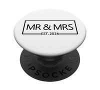 Mr & Mrs Est. 2026, épouse, Mari, Couple marié, Mariage PopSockets PopGrip Adhésif