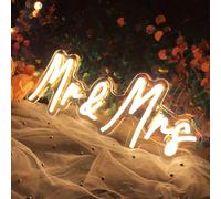 Mr&Mrs LED Signe de néon mariage & réception Décor Illuminant Wall Art Nouveaux couples cadeau Cool LED Signe avec alimentation 5V