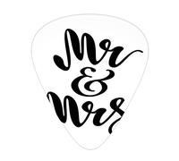 Mr Mrs Lot de 12 médiators universels en ABS, stylo pinceau dessiné à la main, design de lettrage, lignes courbes et tourbillonnantes, citation monochrome, pour guitare acoustique et électrique, noir