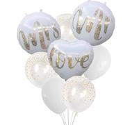 Mr & Mrs Lot de 15 Ballons pour Mariage - Décoration Blanc et Doré avec Motif à Paillettes - Demande en Mariage, Fond pour Jour Commémoratif et Fête