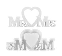 Mr & Mrs - Moule en résine - Moule en silicone pour mariage - Mr Love Mrs - Fournitures de bricolage - Moule en forme de cœur - Outil de décoration de gâteau pour la table de mariage