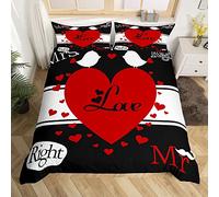 Mr Mrs Parure de Lit 140x200cm Couple His and Her Parure Housse de Couette Love Men Women King and Queen Housse de Couette Room Decor Rouge Noir Blanc Creative Valentine Day Gift Collection
