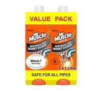 Mr Muscle Déboucheur de canalisation, nettoyeur d'évier et de canalisation, gel de vidange à action rapide, dissout les bouchons, fonctionne 3 fois mieux que l'eau de Javel, sans danger pour tous les