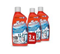 Mr Muscle Déboucheur pour cheveux et poils d'animaux - Sans danger pour tuyaux - 3 pièces de 500 ml