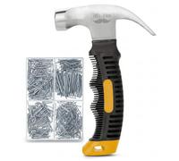 Mr. Pen Assortiment de clous et petit marteau de 227 g, 600 petits clous, clous muraux pour accrocher, marteau et clous, petit marteau pour accrocher des photos, kit de suspension de tableaux, clous