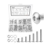 Mr. Pen - Assortiment d'écrous et de boulons, 228 pièces, en acier inoxydable, vis M5 (7 tailles 8-30 mm) - Vis à tête cylindrique à tête cylindrique assorties - Écrous et boulons et rondelles