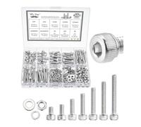 Mr. Pen - Assortiment d'écrous et de boulons, 350 pièces, en acier inoxydable, vis M4 (7 tailles 6-30 mm), vis à tête cylindrique hexagonale, écrous et boulons assortis et rondelles Assortiment de