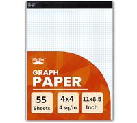 Mr. Pen - Bloc de papier graphique 27,9 x 21,6 cm, papier quadrillé 4 x 4, 4 carrés par pouce, bloc de papier quadrillé, 27,9 x 21,6 cm, 55 feuilles, blanc