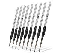 Mr. Pen - Ensemble de pinceaux de détail 9 pièces Argent/Noir Pinceaux miniatures Pinceaux fins Pinceaux de peinture pour modèles Pinceau à point