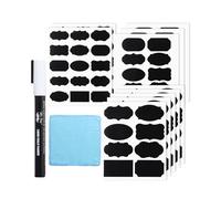Mr. Pen Étiquettes tableau noir, 100 pièces, formes assorties, avec 1 marqueur à craie blanche et une petite serviette, étiquettes, étiquettes autocollantes, étiquettes pour bacs de rangement,