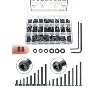 Mr. Pen Kit assortiment d'écrous et boulons - 1590 pièces - Vis M3 noires - 18 tailles (5-35 mm) - Vis à tête bouton et tête de prise - Assortiment de boulons métriques - Kit assortiment de