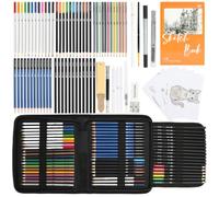 Mr. Pen - Kit de dessin professionnel de 81 pièces avec carnet de croquis et pages de coloriage - Graphite, fusain, aquarelle, crayons métalliques et de couleur, étui de transport, couverture de