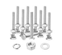 Mr. Pen - Lot de 10 écrous et boulons, 6,35 mm - 20 x 2, en acier inoxydable, ensemble d'écrous et de boulons à tête hexagonale, rondelles plates et de verrouillage