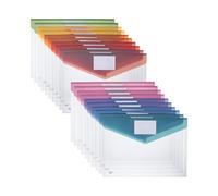 Mr. Pen - Lot de 10 enveloppes en plastique transparent avec fermeture à pression, format A4, format lettre, rabats colorés, chemises transparentes pour documents