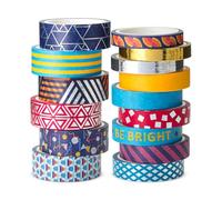 Mr. Pen Lot de 15 rouleaux de ruban adhésif Washi, feuille métallique, rainure géométrique, ruban décoratif, ruban de scrapbooking, ruban adhésif artisanal