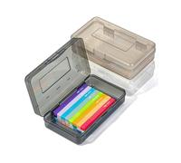 Mr. Pen - Lot de 2 boîtes à crayons, couleurs assorties pour enfants, trousse à crayons rigide en plastique rigide, petite boîte de rangement pour fournitures scolaires, nuances de gris