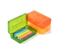 Mr. Pen - Lot de 2 boîtes à crayons, couleurs assorties pour enfants, trousse à crayons rigide en plastique rigide, petite boîte de rangement pour fournitures scolaires, vintage