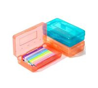 Mr. Pen - Lot de 2 boîtes à crayons, couleurs assorties pour enfants, trousse à crayons rigide en plastique rigide, petite boîte de rangement pour fournitures scolaires, boîte à crayons de couleur