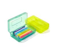 Mr. Pen - Lot de 2 boîtes à crayons transparentes, nuances vertes, couvercle hermétique, boîte à crayons en plastique, 20,1 x 11,4 x 6,1 cm