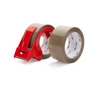 Mr. Pen - Lot de 2 rubans adhésifs d'emballage, 5,1 cm de large, 52,4 m, marron, avec 1 pistolet distributeur, 2,6 mm, ruban d'emballage robuste avec distributeur