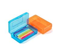 Mr. Pen - Lot de 2 trousses à crayons, couleurs assorties pour enfants, trousse rigide en plastique, fournitures scolaires bleu et orange