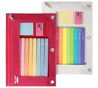 Mr. Pen Lot de 2 trousses à crayons en tissu avec 3 trous pour classeur Noir