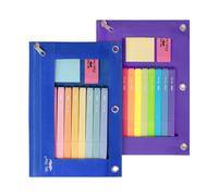 Mr. Pen Lot de 2 trousses à crayons en tissu avec 3 trous pour classeur, noir, couleurs vert clair et foncé