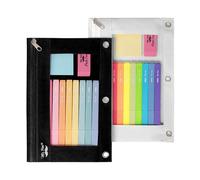 Mr. Pen Lot de 2 trousses à crayons en tissu avec 3 trous pour classeur, noir et blanc