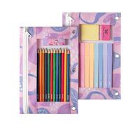 Mr. Pen - Lot de 2 trousses à crayons, pochette à crayons à fermeture éclair, 3 anneaux, pour classeur, studio d'art, maison, premier et dernier jour d'école
