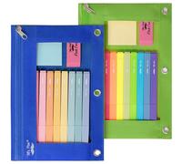 Mr. Pen Lot de 2 Trousses en Tissu avec 3 Trous pour dossiers, Bleu foncé et Vert, 2 Pack, Décontracté