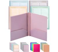 Mr. Pen - Lot de 5 chemises en plastique avec poche avant transparente, couleurs pastel, dossiers avec attaches pour documents