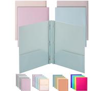 Mr. Pen - Lot de 5 dossiers en plastique avec poches et griffes, couleurs pastel discrètes, dossiers de poche avec broches et attaches, 2 poches