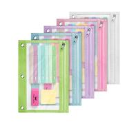 Mr. Pen - Lot de 5 trousses à crayons colorées avec fenêtre transparente des deux côtés, trousse à crayons avec fermeture éclair pour classeur à 3 anneaux, trousse à crayons, trousse à crayons pour