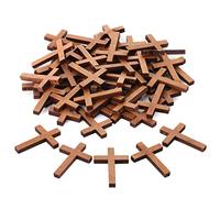 Mr. Pen - Lot de 50 petites croix en bois, 3,1 x 4,4 cm, petites croix en bois, pour travaux manuels, petit pendentif en croix, mini croix, petites croix, croix en bois, breloques en forme de croix.