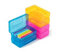 Mr. Pen - Lot de 6 boîtes à crayons transparentes, avec couvercle hermétique, organiseur en plastique, bleu/jaune/rose, 20,1 x 11,4 x 6,1 cm