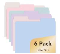 Mr. Pen - Lot de 6 dossiers pastel, onglet coupe 1/3, format lettre, fournitures de bureau colorées