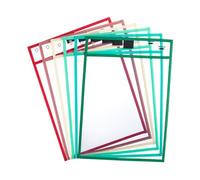Mr. Pen - Lot de 6 pochettes effaçables à sec, 25,4 x 35,6 cm, colorées, en plastique, réutilisables, transparentes, pour salle de classe, feuilles de couleur corail