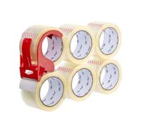 Mr. Pen - Lot de 6 rubans d'emballage de 5,1 cm de large, 52,4 m de long avec 1 pistolet distributeur, 2,5 mm, ruban d'emballage robuste avec distributeur