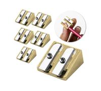 Mr. Pen - Lot de 6 taille-crayons manuels en métal doré à 2 trous double taille (standard et jumbo), pour crayons de couleur et graphite, école, bureau, art et dessin