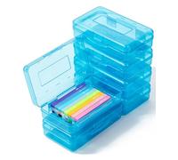 Mr. Pen - Lot de 6 trousses à crayons rigides en plastique pour enfants, bleu transparent