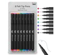 Mr. Pen - Lot de 8 feutres à pointe fine, couleurs assorties, 0,7 mm, stylos à pointe fine, pour journal, prise de notes, séchage rapide, écriture