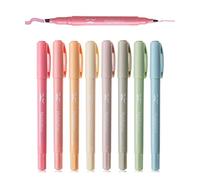 Mr. Pen - Lot de 8 surligneurs mignons, double pointe fine et biseautée, couleurs vintage, couleurs assorties, marqueurs de couleur