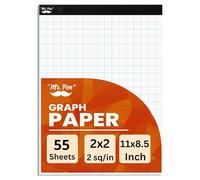 Mr. Pen Papier quadrillé, 2 x 2 (2 carrés par pouce), 21,6 x 27,9 cm, 55 feuilles, quadrillé, papier graphique, bloc de papier graphique mathématiques, papier quadrillé, papier quadrillé, papier